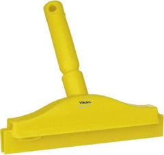 Vikan - 10" Rubber Blade Floor Squeegee - Double Edge, Yellow, Plastic Holder - Exact Industrial Supply