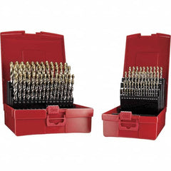 DORMER - 1 to 10mm, 118° Point, TiN Finish, High Speed Steel Jobber Length Drill Bit Set - Exact Industrial Supply