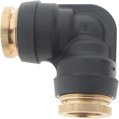 Parker - 1/2" Outside Diam, Brass Push-to-Connect Tube Union Elbow - 250 Max psi, Tube to Tube Connection - Exact Industrial Supply