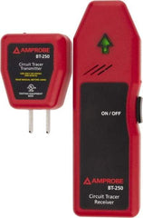 Amprobe - 110 to 110 VAC, Circuit Breaker Finder - 9 Volt, Includes Batteries, Connection Cable, Light Fixture Adapter, Receiver, Socket/Test Lead Adapter with Clips, Transmitter, User Manual - Exact Industrial Supply