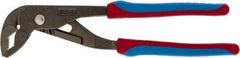 Channellock - 9-1/2" OAL, 1-1/4" Max Capacity, 34mm Jaw Length, 5 Position Curved Jaw Tongue & Groove Pliers - Crosshatch Angled Jaws, Angle Head, TPR Rubber Overmold Composite Handles - Exact Industrial Supply