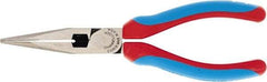 Channellock - 6" OAL, 2-7/32" Jaw Length x 41/64" Jaw Width, Long Nose Pliers - Crosshatch Jaw, Standard Head, TPR Rubber Overmold Composite Handles - Exact Industrial Supply