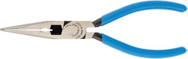 Channellock - 6" OAL, 2-7/32" Jaw Length x 41/64" Jaw Width, Long Nose Pliers - Crosshatch Jaw, Standard Head, Plastic Dipped Handles - Exact Industrial Supply