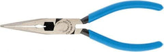 Channellock - 6" OAL, 2-7/32" Jaw Length x 41/64" Jaw Width, Long Nose Pliers - Crosshatch Jaw, Standard Head, Plastic Dipped Handles - Exact Industrial Supply
