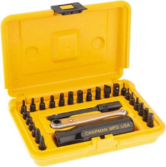 Chapman - 27 Piece, Screwdriver 1/4" Bit Ratchet Bit Set - #1 to #2 Phillips, 0.05 to 1/4" Hex, 1.5 to 6mm Hex - Exact Industrial Supply