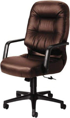 Hon - 46-1/2" High Executive High Back Leather Chair - 26" Wide x 29-3/4" Deep, Leather, Memory Foam Seat, Burgundy - Exact Industrial Supply