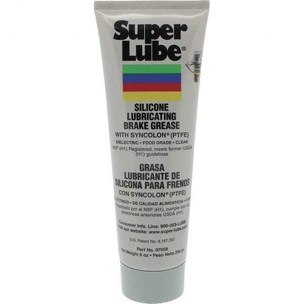 Synco Chemical - 8 oz Tube Silicone General Purpose Grease - Translucent White/Gray, Food Grade, 500°F Max Temp, NLGIG 2, - Exact Industrial Supply