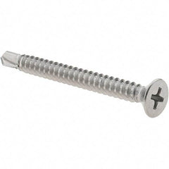 Value Collection - #10, Flat Head, Phillips Drive, 2" OAL, #3 Point, Self Drilling Screw - Grade 410 Stainless Steel - Exact Industrial Supply