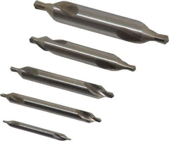 Chicago-Latrobe - 5 Piece, #1 to 5, 1/8 to 7/16" Body Diam, 3/64 to 3/16" Point Diam, Plain Edge, High Speed Steel Combo Drill & Countersink Set - 60° Incl Angle, 1/8 to 2-3/4" OAL, Double End, 217 Series Compatibility - Exact Industrial Supply