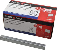 Porter-Cable - 1/2" Long x 3/8" Wide, 22 Gauge Crowned Construction Staple - Grade 2 Steel, Galvanized Finish - Exact Industrial Supply