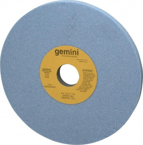 Norton - 8" Diam x 1-1/4" Hole x 1/2" Thick, I Hardness, 46 Grit Surface Grinding Wheel - Aluminum Oxide, Type 1, Coarse Grade, 3,105 Max RPM, No Recess - Exact Industrial Supply