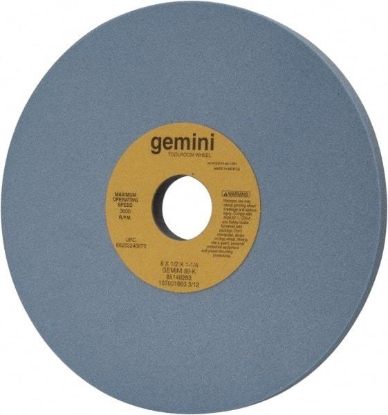 Norton - 8" Diam x 1-1/4" Hole x 1/2" Thick, K Hardness, 80 Grit Surface Grinding Wheel - Aluminum Oxide, Type 1, Medium Grade, 3,600 Max RPM, No Recess - Exact Industrial Supply