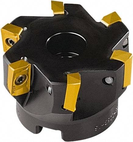 Seco - 8 Inserts, 100mm Cut Diam, 32mm Arbor Diam, 15mm Max Depth of Cut, Indexable Square-Shoulder Face Mill - 90° Lead Angle, 50mm High, AP.. 1604 Insert Compatibility - Exact Industrial Supply