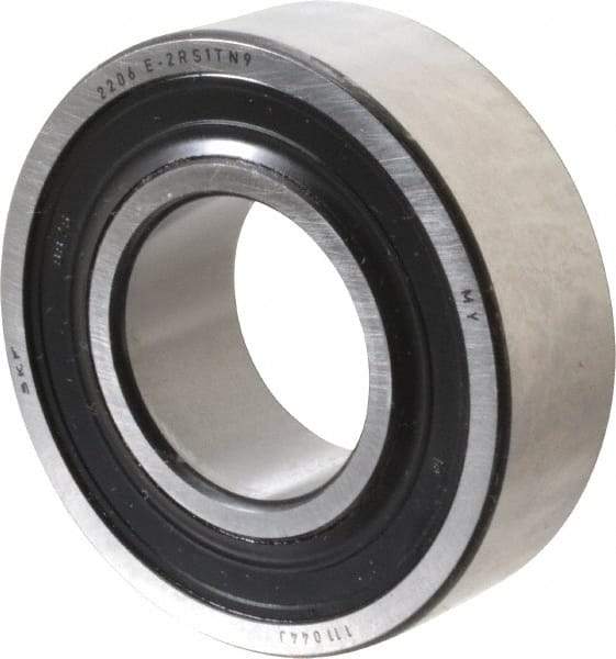 SKF - 30mm Bore Diam, 62mm OD, Double Seal Self Aligning Radial Ball Bearing - 20mm Wide, 2 Rows, Round Bore, 1,510 Lb Static Capacity, 5,350 Lb Dynamic Capacity - Exact Industrial Supply