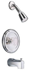 Moen - Concealed, One Handle, Chrome Coated, Steel, Valve, Shower Head and Tub Faucet - Knob Handle, Acrylic Handle - Exact Industrial Supply