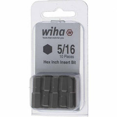 Wiha - 0.312" Hex Screwdriver Bit - 1/4" Drive, 1" OAL - Exact Industrial Supply