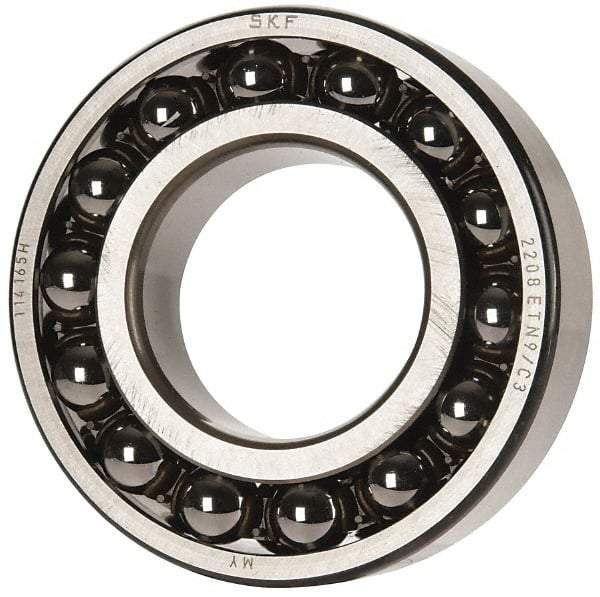 SKF - 40mm Bore Diam, 80mm OD, Open Self Aligning Radial Ball Bearing - 23mm Wide, 2 Rows, Round Bore, 2,250 Lb Static Capacity, 7,170 Lb Dynamic Capacity - Exact Industrial Supply