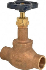 NIBCO - 3/4" Pipe, Soldered Ends, Bronze Integral Globe Valve - PTFE Disc, Screw-In Bonnet, 200 psi WOG, 125 psi WSP, Class 125 - Exact Industrial Supply
