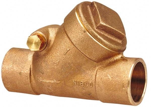 NIBCO - 1" Bronze Check Valve - Y-Pattern, Soldered x Soldered, 200 WOG - Exact Industrial Supply
