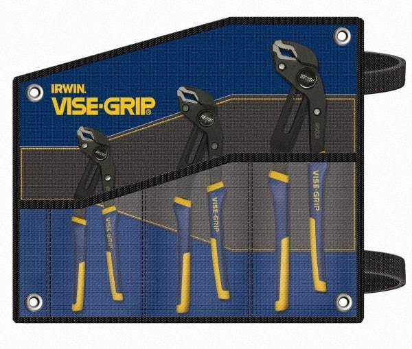 Irwin - 3 Piece GrooveLock Plier Set - Comes in Tool Roll - Exact Industrial Supply