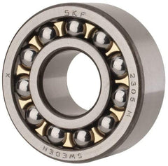 SKF - 25mm Bore Diam, 62mm OD, Open Self Aligning Radial Ball Bearing - 24mm Wide, 2 Rows, Round Bore, 1,470 Lb Static Capacity, 5,440 Lb Dynamic Capacity - Exact Industrial Supply