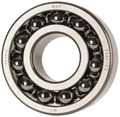 SKF - 30mm Bore Diam, 72mm OD, Open Self Aligning Radial Ball Bearing - 27mm Wide, 2 Rows, Round Bore, 1,980 Lb Static Capacity, 7,010 Lb Dynamic Capacity - Exact Industrial Supply