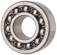 SKF - 30mm Bore Diam, 72mm OD, Open Self Aligning Radial Ball Bearing - 27mm Wide, 2 Rows, Round Bore, 1,980 Lb Static Capacity, 7,010 Lb Dynamic Capacity - Exact Industrial Supply