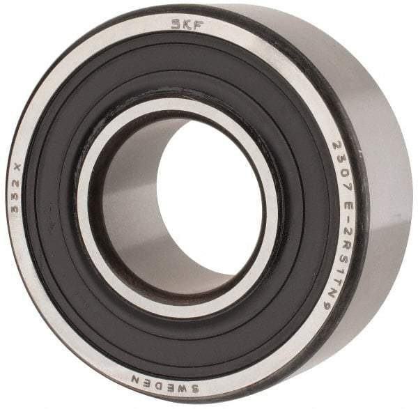 SKF - 35mm Bore Diam, 80mm OD, Double Seal Self Aligning Radial Ball Bearing - 31mm Wide, 2 Rows, Round Bore, 2,520 Lb Static Capacity, 8,930 Lb Dynamic Capacity - Exact Industrial Supply