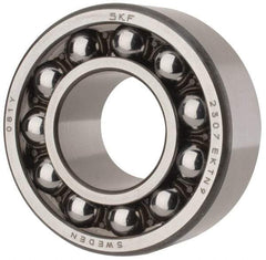 SKF - 35mm Bore Diam, 80mm OD, Open Self Aligning Radial Ball Bearing - 31mm Wide, 2 Rows, Round Bore, 2,520 Lb Static Capacity, 8,930 Lb Dynamic Capacity - Exact Industrial Supply