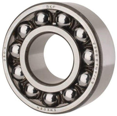 SKF - 40mm Bore Diam, 90mm OD, Open Self Aligning Radial Ball Bearing - 33mm Wide, 2 Rows, Round Bore, 3,600 Lb Static Capacity, 12,100 Lb Dynamic Capacity - Exact Industrial Supply