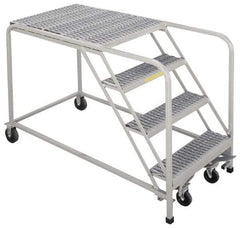 PW Platforms - 40" 4 Step Platform - Rolling Work Platform, 500 Lb Capacity, 40" Platform Height, 32" Base Width x 53" Base Depth, Perforated Tread - Exact Industrial Supply