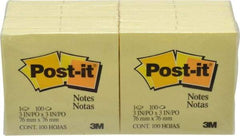 3M - 100 Sheet, 3 x 3", Note Pad/Writing Pad/Notebook - Yellow - Exact Industrial Supply