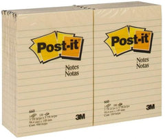 3M - 100 Sheet, 4 x 6", Note Pad/Writing Pad/Notebook - Yellow - Exact Industrial Supply