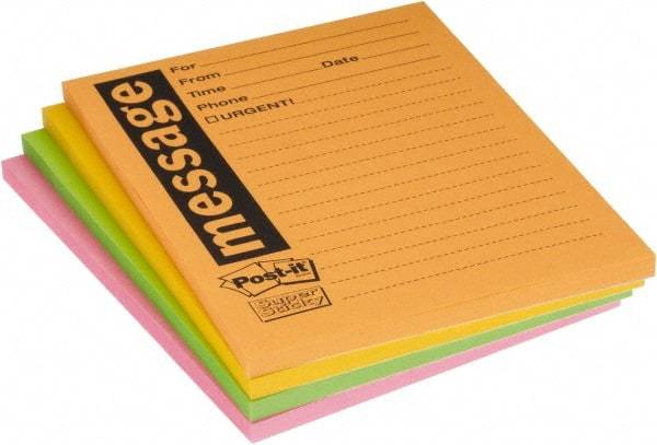 3M - 90 Sheet, 4 x 5", Note Pad/Writing Pad/Notebook - Yellow - Exact Industrial Supply