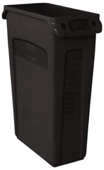Rubbermaid - 23 Gal Black Rectangle Trash Can - Polyethylene, 30" High x 22" Long x 11" Wide - Exact Industrial Supply
