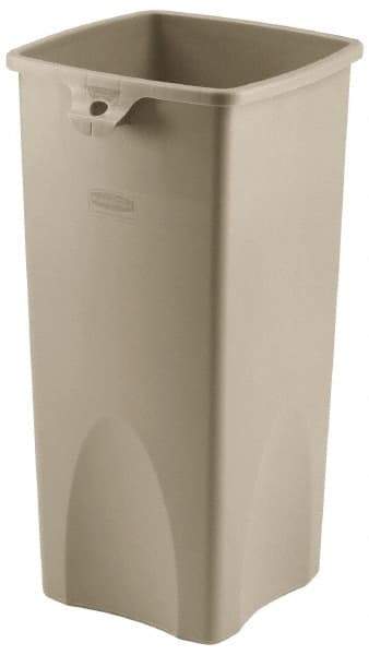 Rubbermaid - 23 Gal Beige Square Trash Can - Polyethylene, 30.9" High x 16-1/2" Long x 15-1/2" Wide - Exact Industrial Supply