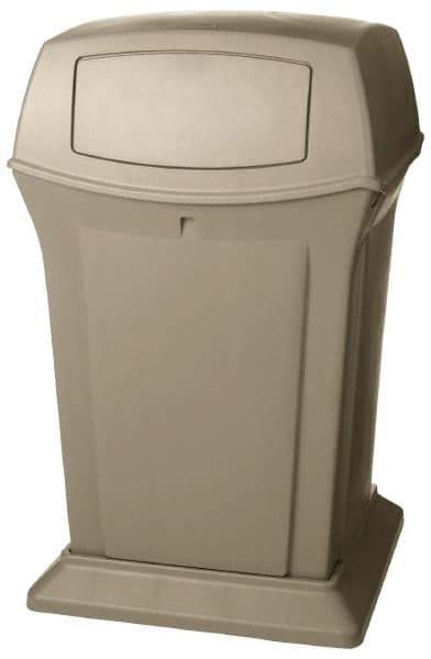 Rubbermaid - 45 Gal Beige Square Trash Can - Polyethylene, 41-1/2" High x 24-7/8" Long x 24-7/8" Wide - Exact Industrial Supply