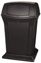 Rubbermaid - 45 Gal Black Square Trash Can - Polyethylene, 41-1/2" High x 24-7/8" Long x 24-7/8" Wide - Exact Industrial Supply