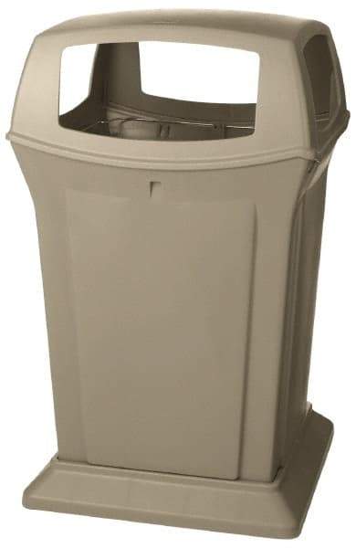 Rubbermaid - 45 Gal Beige Square Trash Can - Polyethylene, 41-1/2" High x 24-7/8" Long x 24-7/8" Wide - Exact Industrial Supply