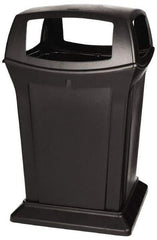 Rubbermaid - 45 Gal Black Square Trash Can - Polyethylene, 41-1/2" High x 24-7/8" Long x 24-7/8" Wide - Exact Industrial Supply