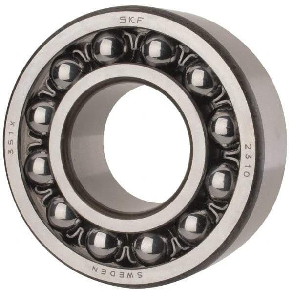 SKF - 50mm Bore Diam, 110mm OD, Open Self Aligning Radial Ball Bearing - 40mm Wide, 2 Rows, Round Bore, 4,500 Lb Static Capacity, 14,300 Lb Dynamic Capacity - Exact Industrial Supply