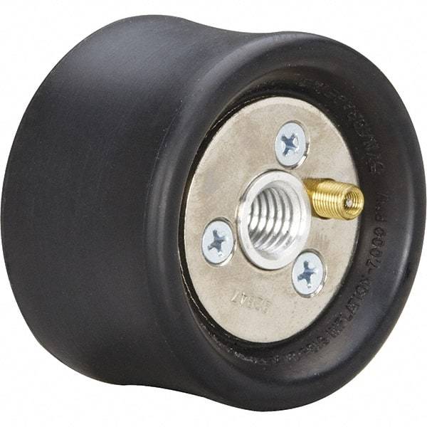 Dynabrade - 5" Wheel OD, 3-1/2" Wheel Width, 3,500 RPM, Composite, Pneumatic Wheel with Hub - 15-1/2" Long x 3-1/2" Wide, 5/8" Wheel Arbor Hole - Exact Industrial Supply