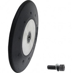 Dynabrade - 4" Diam x 1/2" Wide Contact Wheel Assembly - 1/4" Arbor Hole, Radiused, 70 Duro Rubber Face - Exact Industrial Supply