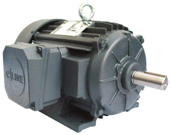 US Motors - 5 hp, TEFC Enclosure, No Thermal Protection, 3,500 RPM, 575 Volt, 60 Hz, Three Phase Energy Efficient Motor - Size 184 Frame, Rigid Mount, 1 Speed, Ball Bearings, 4.9 Full Load Amps, F Class Insulation, CCW Lead End - Exact Industrial Supply