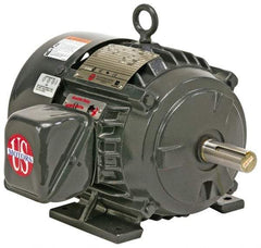 US Motors - 7-1/2 hp, TEFC Enclosure, No Thermal Protection, 1,765 RPM, 230/460 Volt, 60 Hz, Three Phase Premium Efficient Motor - Size 213 Frame, Rigid Mount, 1 Speed, Ball Bearings, 18.4/9.2 Full Load Amps, F Class Insulation, Reversible - Exact Industrial Supply