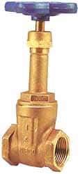 NIBCO - 1-1/2" Pipe, Class 125, Threaded Bronze Solid Wedge Rising Stem Gate Valve - 200 WOG, 125 WSP, Screw-In Bonnet - Exact Industrial Supply