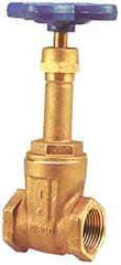 NIBCO - 1-1/2" Pipe, Class 125, Threaded Bronze Solid Wedge Rising Stem Gate Valve - 200 WOG, 125 WSP, Screw-In Bonnet - Exact Industrial Supply