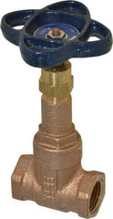 NIBCO - 1/2" Pipe, Class 125, Threaded Bronze Solid Wedge Rising Stem Gate Valve - 200 WOG, 125 WSP, Screw-In Bonnet - Exact Industrial Supply