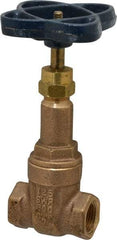 NIBCO - 3/8" Pipe, Class 125, Threaded Bronze Solid Wedge Rising Stem Gate Valve - 200 WOG, 125 WSP, Screw-In Bonnet - Exact Industrial Supply