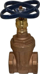 NIBCO - 1-1/2" Pipe, Class 125, Threaded Bronze Solid Wedge Stem Gate Valve - 200 WOG, 125 WSP, Screw-In Bonnet - Exact Industrial Supply